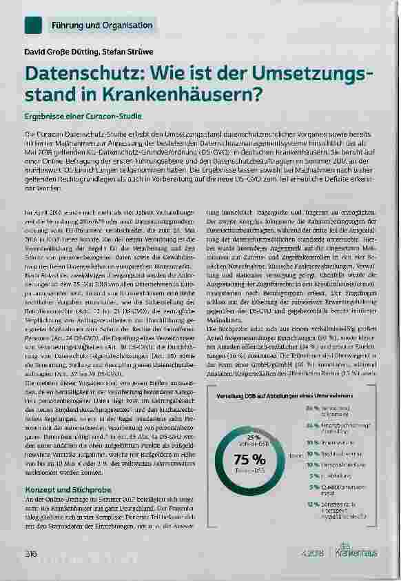 Vorschauseite 1: Datenschutz: Wie ist der Umsetzungsstand in Krankenhäusern?
