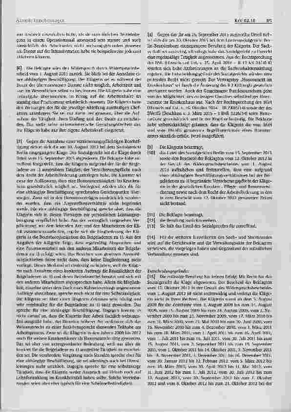 Vorschauseite 2: Abhängige Beschäftigung Krankenhaus{honorar)arzt §§ 7, 7a SGB IV, § 2 KHEntgG