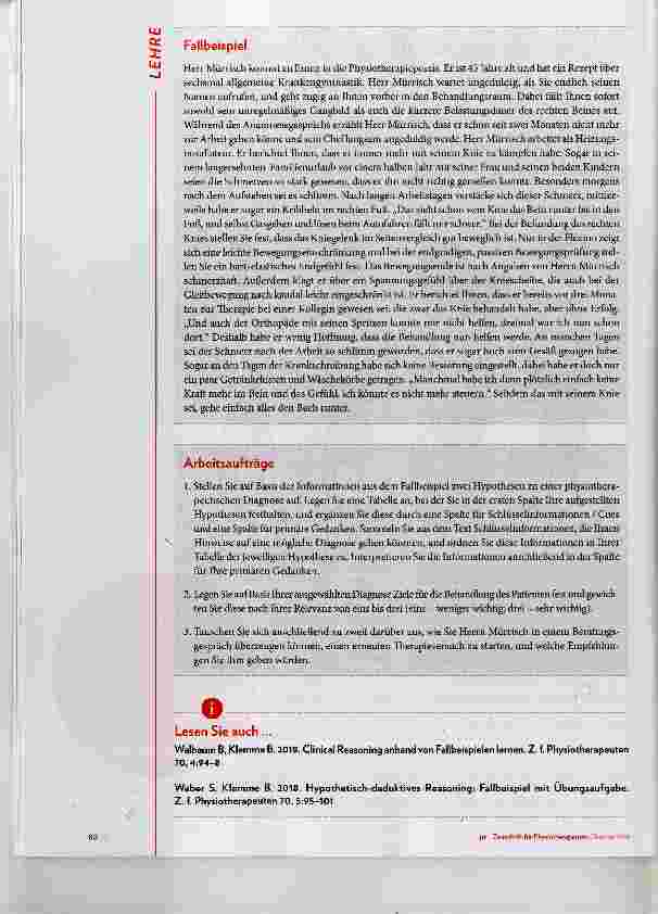 Vorschauseite 2: Clinical Reasoning: Fallbeispie „Das schmerzhafte Knie“