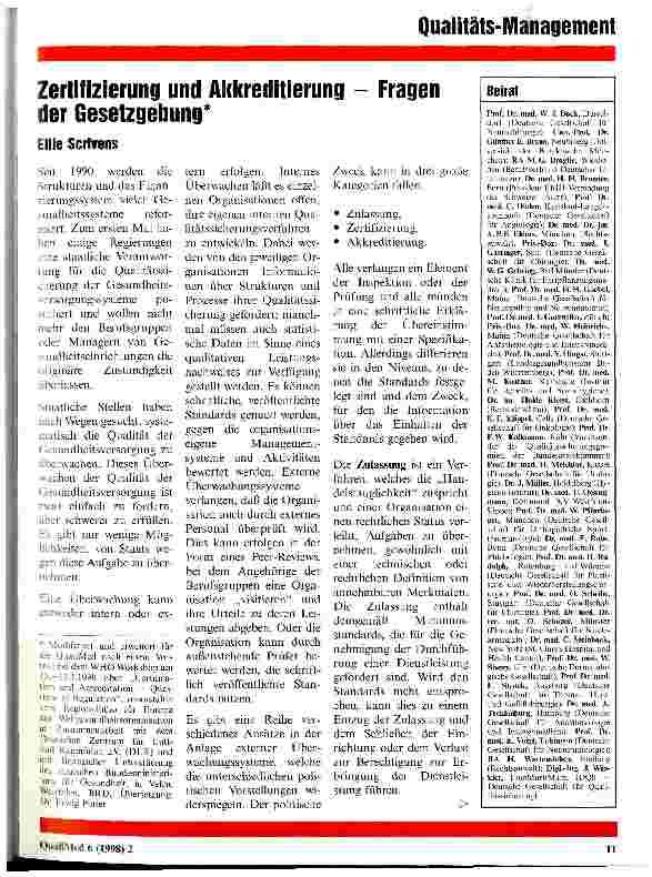Vorschauseite 1: Zertifizierung und Akkreditierung - Fragen der Gesetzgebung