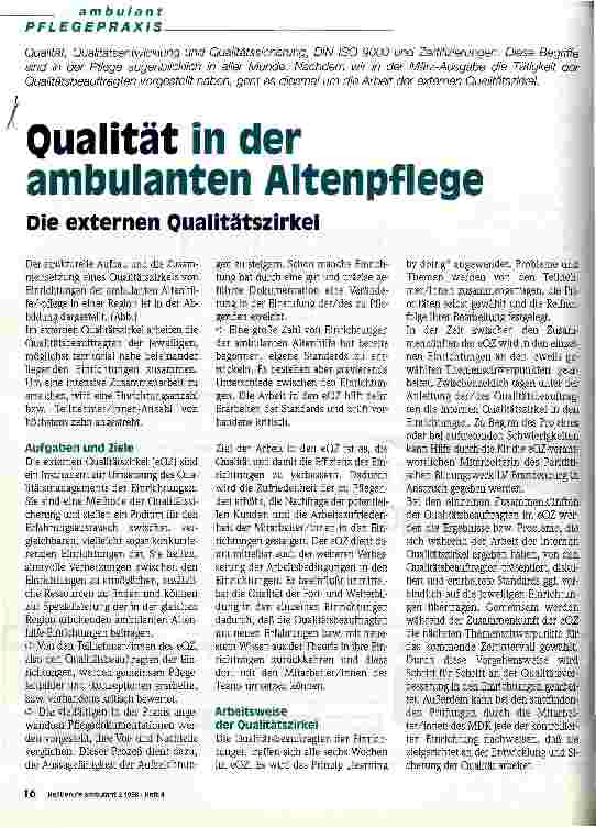 Vorschauseite 1: Qualität in der ambulanten Altenpflege Die externen Qualitätszirkel