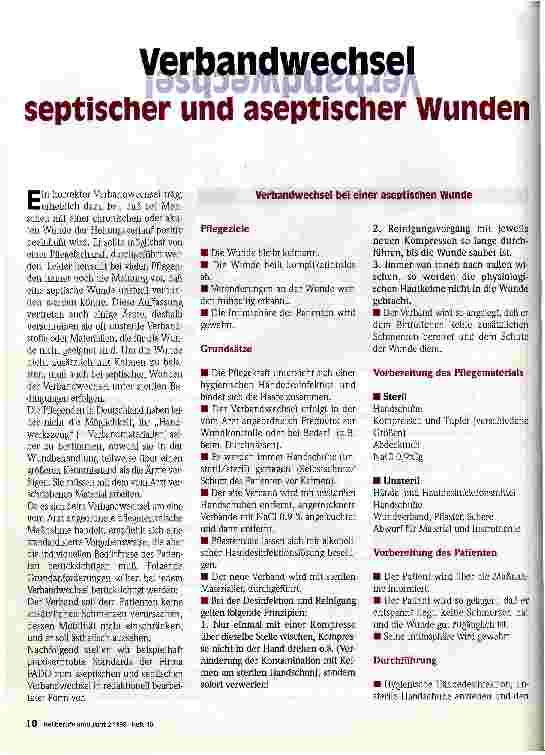 Vorschauseite 1: Verbandwechsel septischer und aseptischer Wunden