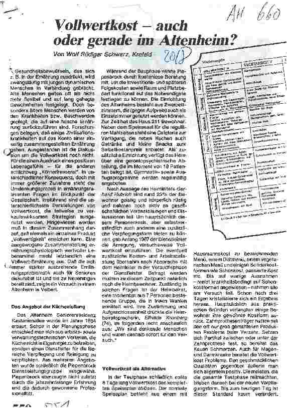 Vorschauseite 1: Vollwertkost - auch oder gerade im Altenheim?