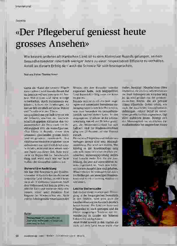 Vorschauseite 1: «Der Pflegeberuf geniesst heute grosses Ansehen»