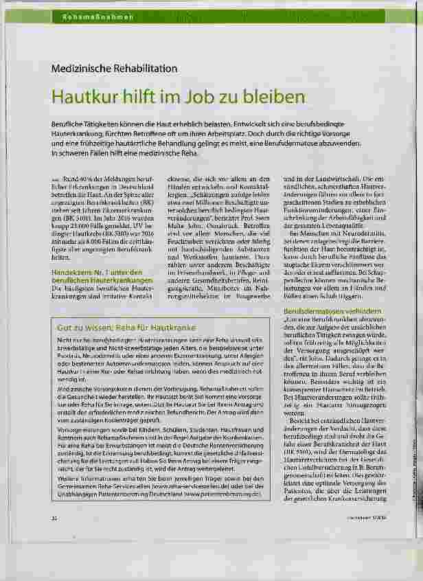 Vorschauseite 1: Hautkur hilft im Job zu bleiben