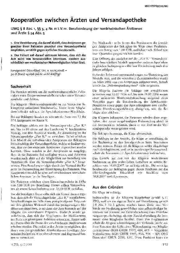 Vorschauseite 1: Kooperation zwischen Ärzten und Versandapotheke
