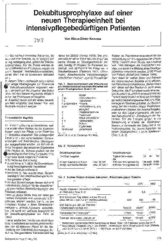 Vorschauseite 1: Dekubitusprophylaxe auf einer neuen Therapieeinheit bei intensivpflegebedürftigen Patienten