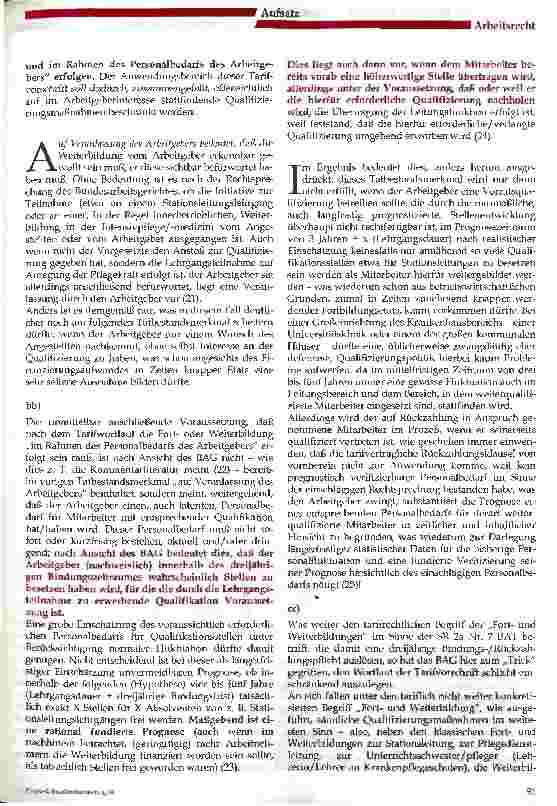 Vorschauseite 2: Fortund Weiterbildung der Pflegekräfte - Kostentragung und Rückzahlung Rechtsprechung
