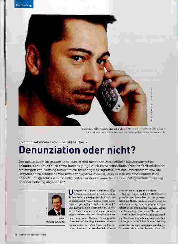 Vorschauseite 1: Denunziation oder nicht?