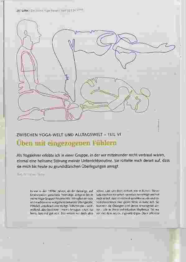 Vorschauseite 1: ZWISCHEN YOGA-WELT UND ALLTAGSWELT TEIL VI Üben mit eingezogenen Fühlern