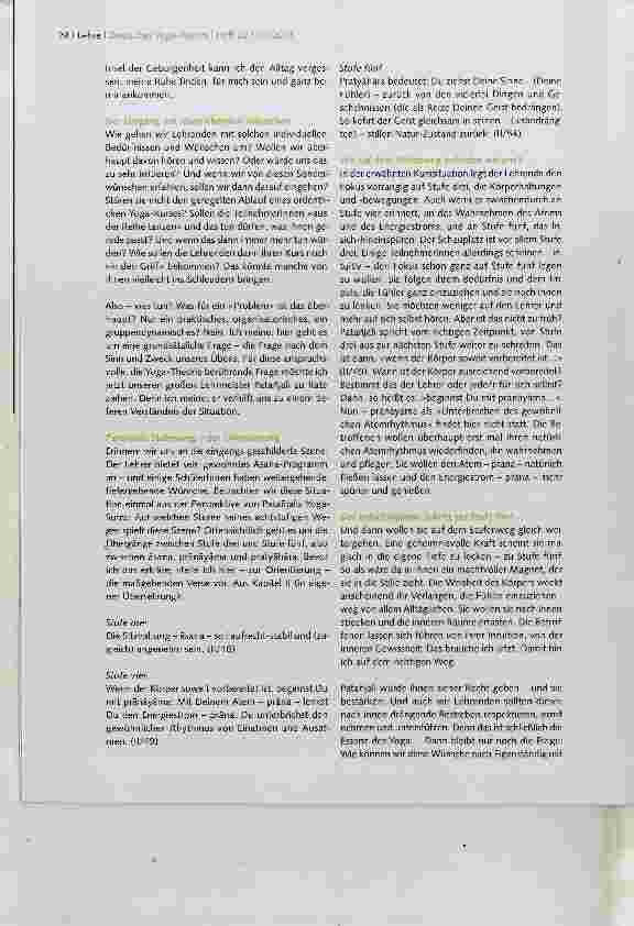Vorschauseite 3: ZWISCHEN YOGA-WELT UND ALLTAGSWELT TEIL VI Üben mit eingezogenen Fühlern