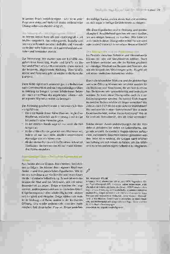 Vorschauseite 4: ZWISCHEN YOGA-WELT UND ALLTAGSWELT TEIL VI Üben mit eingezogenen Fühlern