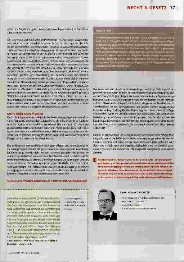 Vorschauseite 2: Keine Pflicht von Pflege personen zur häuslichen Krankenpflege