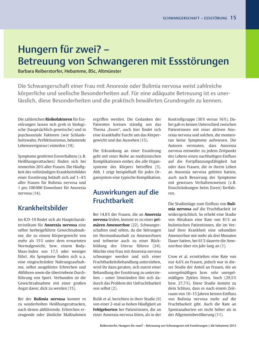 Vorschauseite 1: Hungern für zwei? – Betreuung von Schwangeren mit Essstörungen