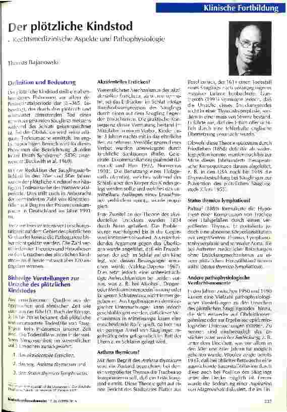 Vorschauseite 1: Der plötzliche Kindstod Rechtsmedizinische Aspekte und Pathophysiologie