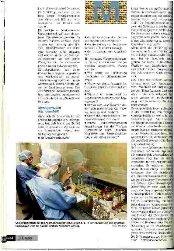 Vorschauseite 3: Pharmazeutische Dienstleistungen gehören zur Kernkompetenz eines Krankenhauses