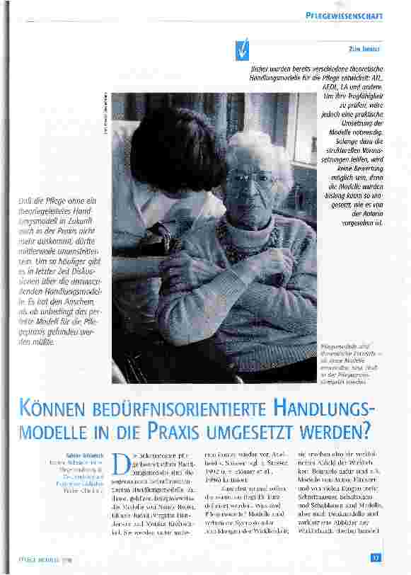Vorschauseite 1: Können bedürfnisorientierte Handlungsmodelle in die Praxis umgesetzt werden?