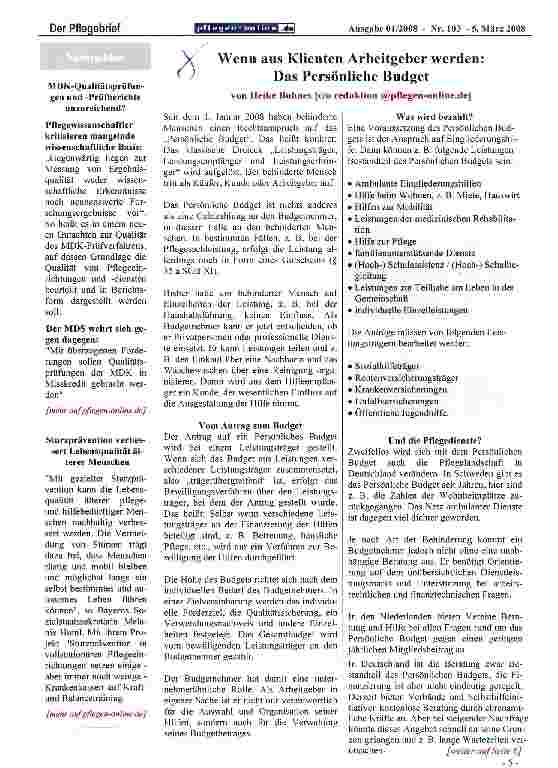Vorschauseite 1: Wenn aus Klienten Arbeitgeber werden: Das Persönliche Budget