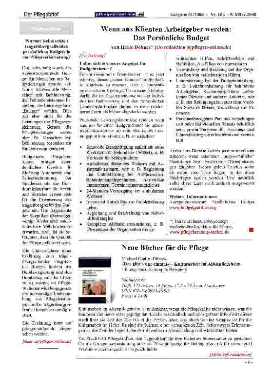 Vorschauseite 2: Wenn aus Klienten Arbeitgeber werden: Das Persönliche Budget