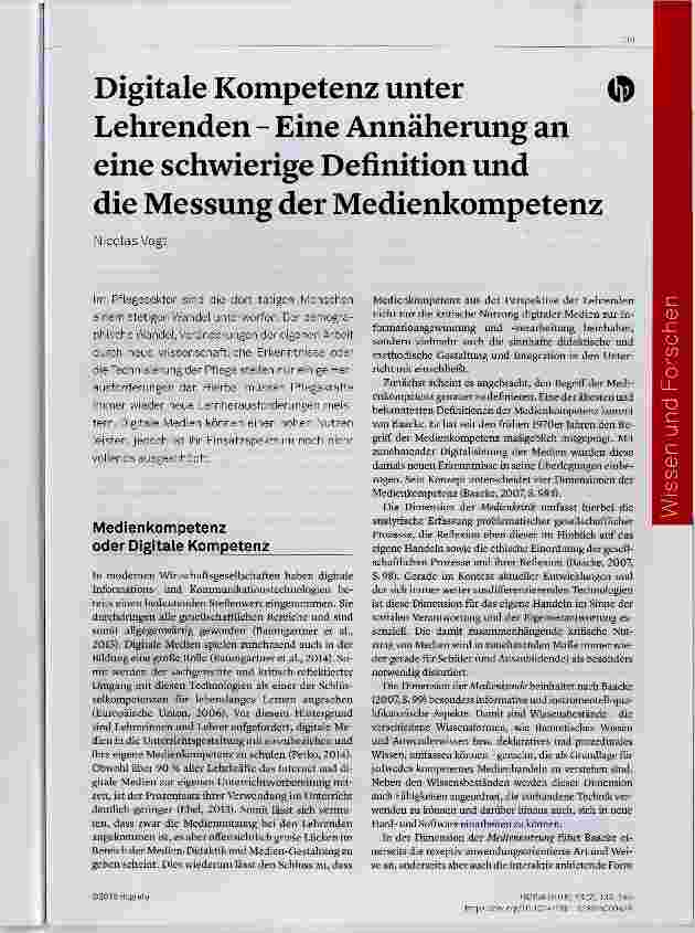 Vorschauseite 1: Digitale Kompetenz unter Lehrenden Eine Annäherung an eine schwierige Definition und die Messung der Medienkompetenz