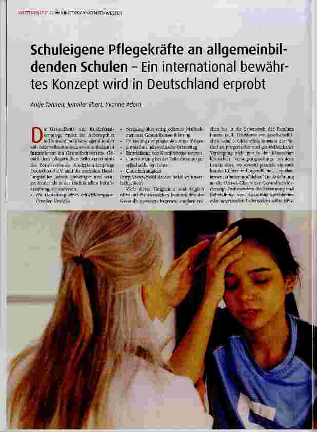 Vorschauseite 1: Schuleigene Pflegekräfte an allgemeinbildenden Schulen Ein international bewährtes Konzept wird in Deutschland erprobt
