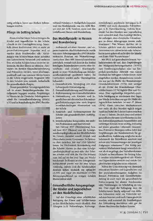 Vorschauseite 2: Schuleigene Pflegekräfte an allgemeinbildenden Schulen Ein international bewährtes Konzept wird in Deutschland erprobt