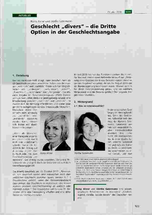 Vorschauseite 1: Geschlecht „divers die Dritte Option in der Geschlechtsangabe