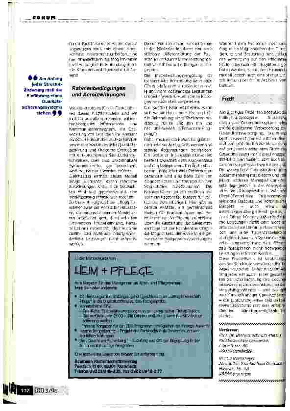 Vorschauseite 5: Welche Position hat das Krankenhaus in Managed Care-Strukturen? Ein Blick in die Niederlande