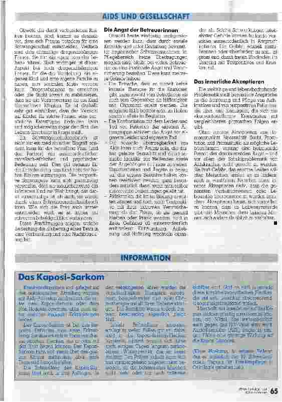 Vorschauseite 4: Helfen verlangt Akzeptanz / Aidskranke und HIV-Positive haben mit psychosozialen Problemen zu kämpfen // AIDS und Gesellschaft