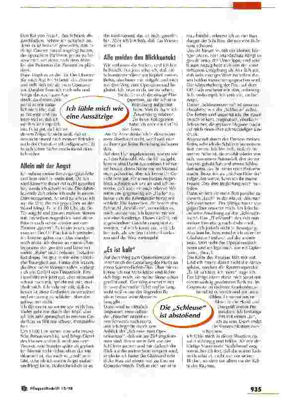 Vorschauseite 2: Zehn Tage Patientin auf einer gynäkologischen Station / Teil 2 : Hinter den Tränen verbirgt sich Einsamkeit