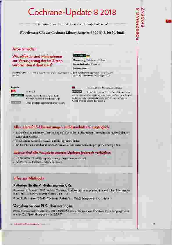 Vorschauseite 1: Cochrane-Update 8 2018