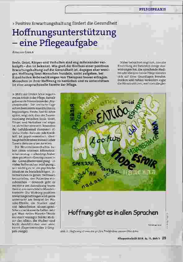 Vorschauseite 1: Hoffnungsunterstützung - eine Pflegeaufgabe