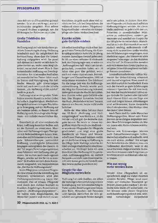 Vorschauseite 2: Hoffnungsunterstützung - eine Pflegeaufgabe