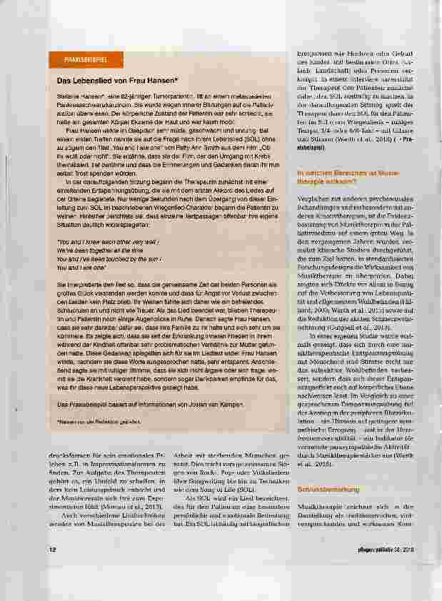 Vorschauseite 3: Musiktherapie ein komplementäres Angebot
