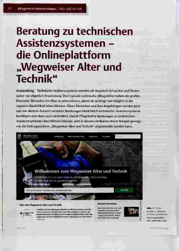 Vorschauseite 1: Beratung zu technischen Assistenzsystemen die Onlineplattform „Wegweiser Alter und Technik“