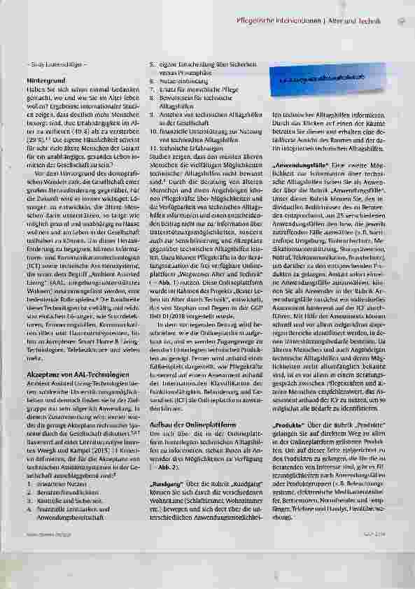 Vorschauseite 2: Beratung zu technischen Assistenzsystemen die Onlineplattform „Wegweiser Alter und Technik“