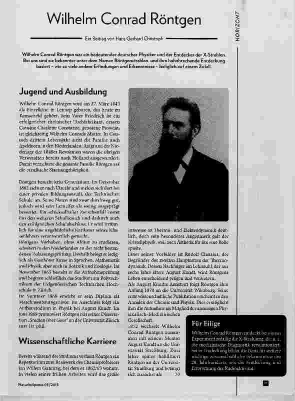 Vorschauseite 1: Wilhelm Conrad Röntgen