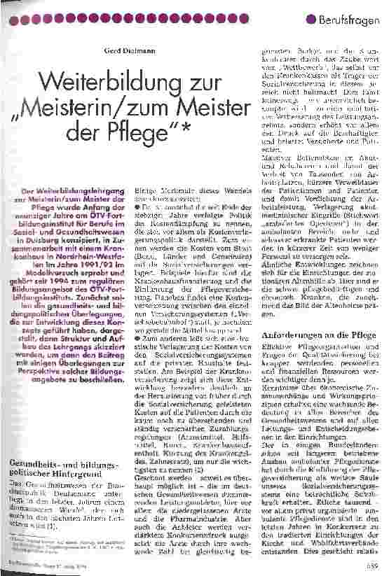 Vorschauseite 1: Weiterbildung zur Meisterin/zum Meister der Pflege