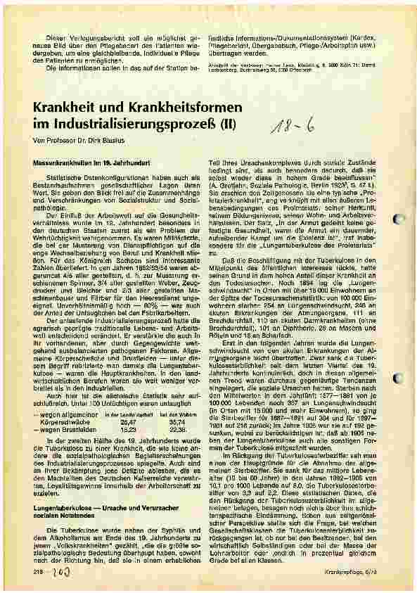 Vorschauseite 1: Krankheit und Krankheitsformen im Industrialisierungsprozeß (II)