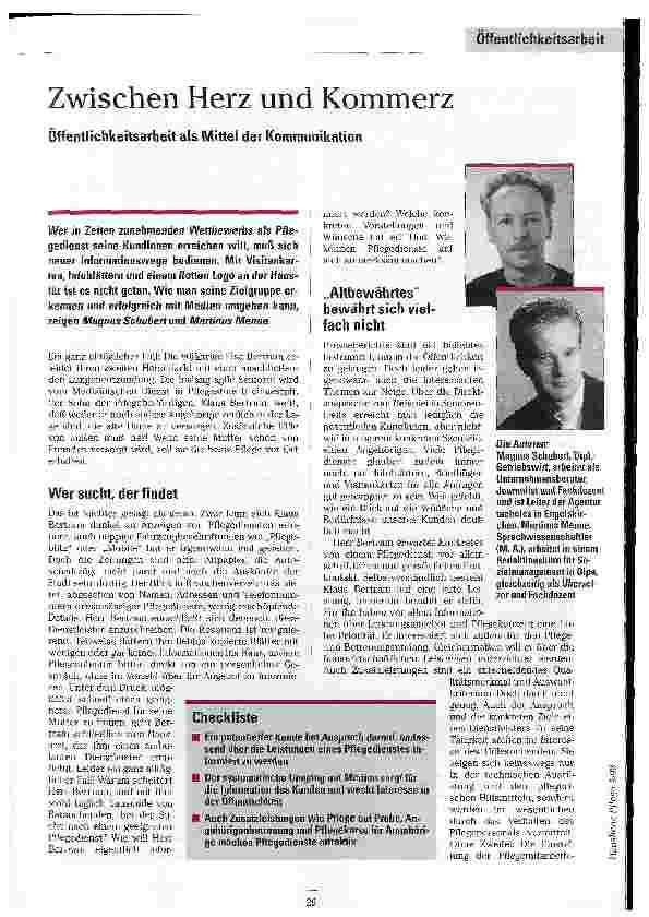 Vorschauseite 1: Zwischen Herz und Kommerz Öffentlichkeitsarbeit als Mittel der Kommunikation