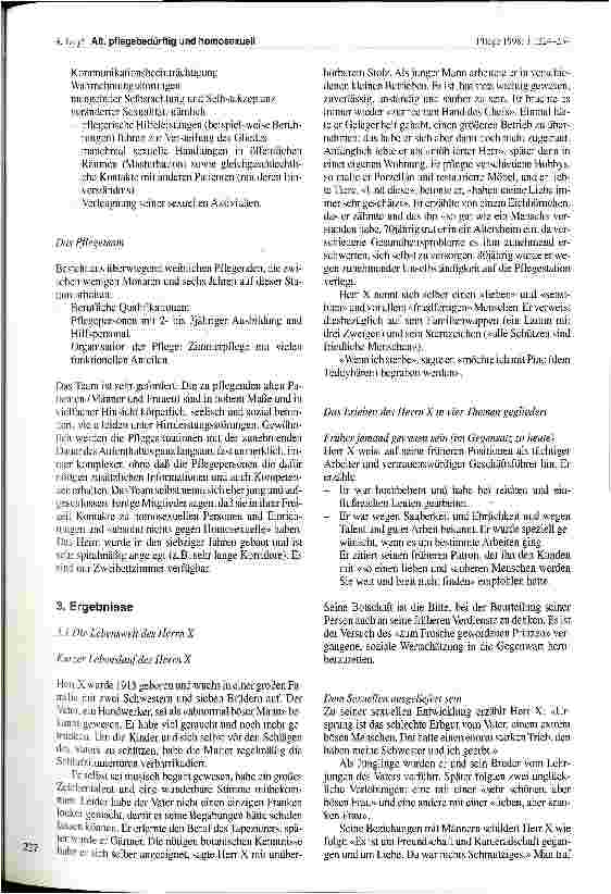 Vorschauseite 4: Alt, pflegebedürftig und homosexuell Das Erleben eines betroffenen Patienten und seines Pflegeteams