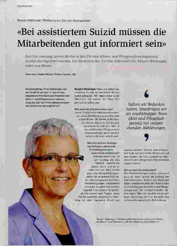 Vorschauseite 1: Bei assistiertem Suizid müssen die Mitarbeitenden gut informiert sein