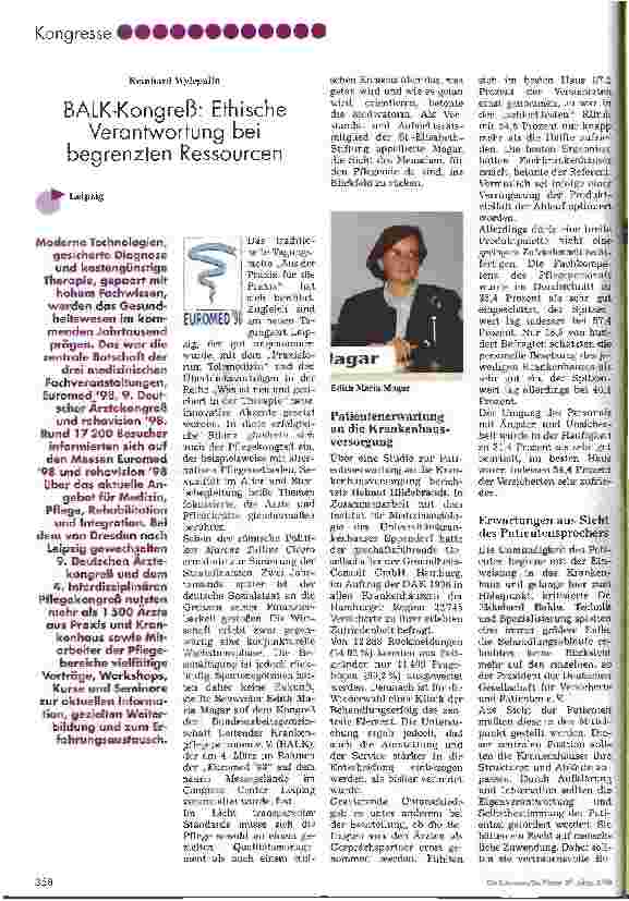 Vorschauseite 1: BALK-Kongreß: Ethische Verantwortung bei begrenzten Ressourcen