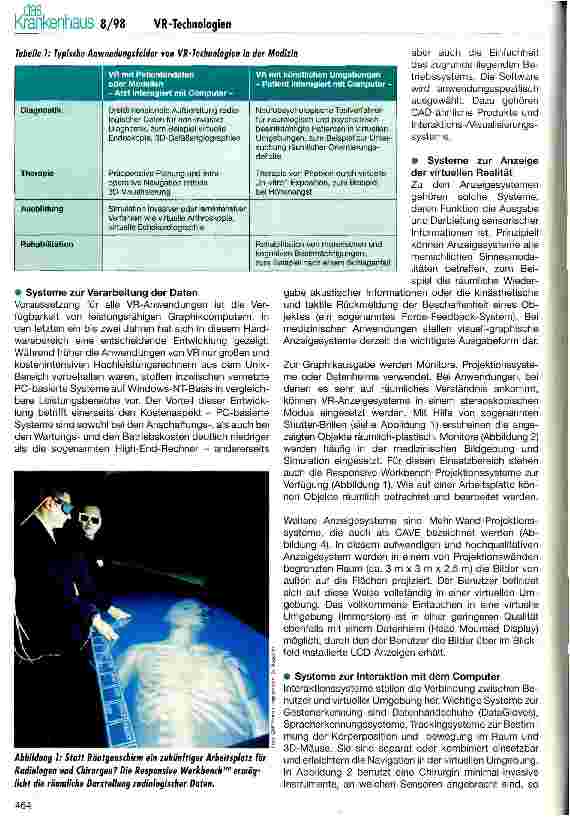 Vorschauseite 2: Virtual Reality in der medizinischen Anwendung Perspektiven für die Krankenversorgung