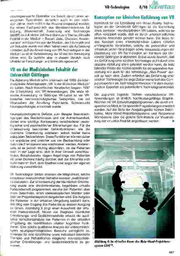 Vorschauseite 5: Virtual Reality in der medizinischen Anwendung Perspektiven für die Krankenversorgung