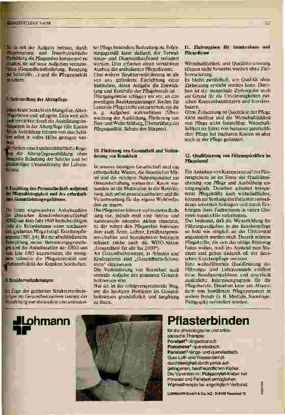 Vorschauseite 3: Zur Situation der Krankenpflege in Bayern