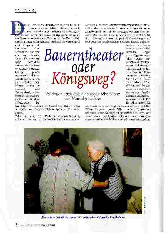 Vorschauseite 1: Bauerntheater oder Königsweg? Validation nach Naomi Feil: Eine realistische Bilanz