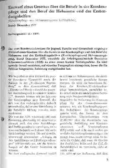 Vorschauseite 3: Information über den Entwurf eines Gesetzes über die Berufe in der Krankenpflege und den Beruf der Hebamme und des Entbindungshelfers