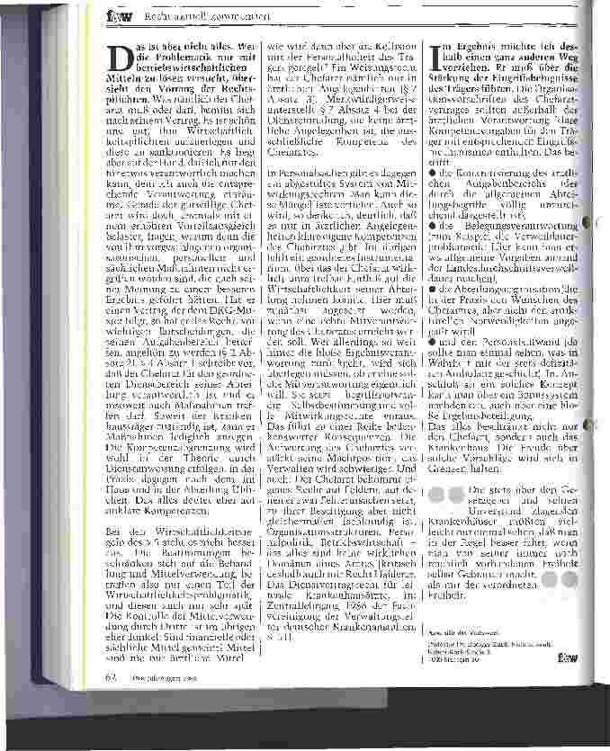 Vorschauseite 3: Recht aktuell kommentiert Mitverantwortung des Chefarztes für die Wirtschaftlichkeit des Krhs.