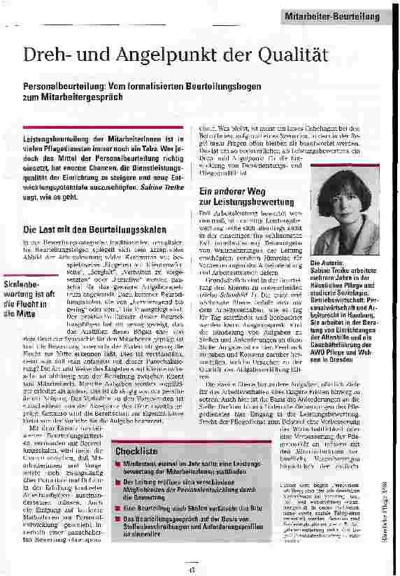 Vorschauseite 1: Drehund Angelpunkt der Qualität Personalbeurteilung: Vom formalisierten Beurteilungsbogen zum Mitarbeitergespräch